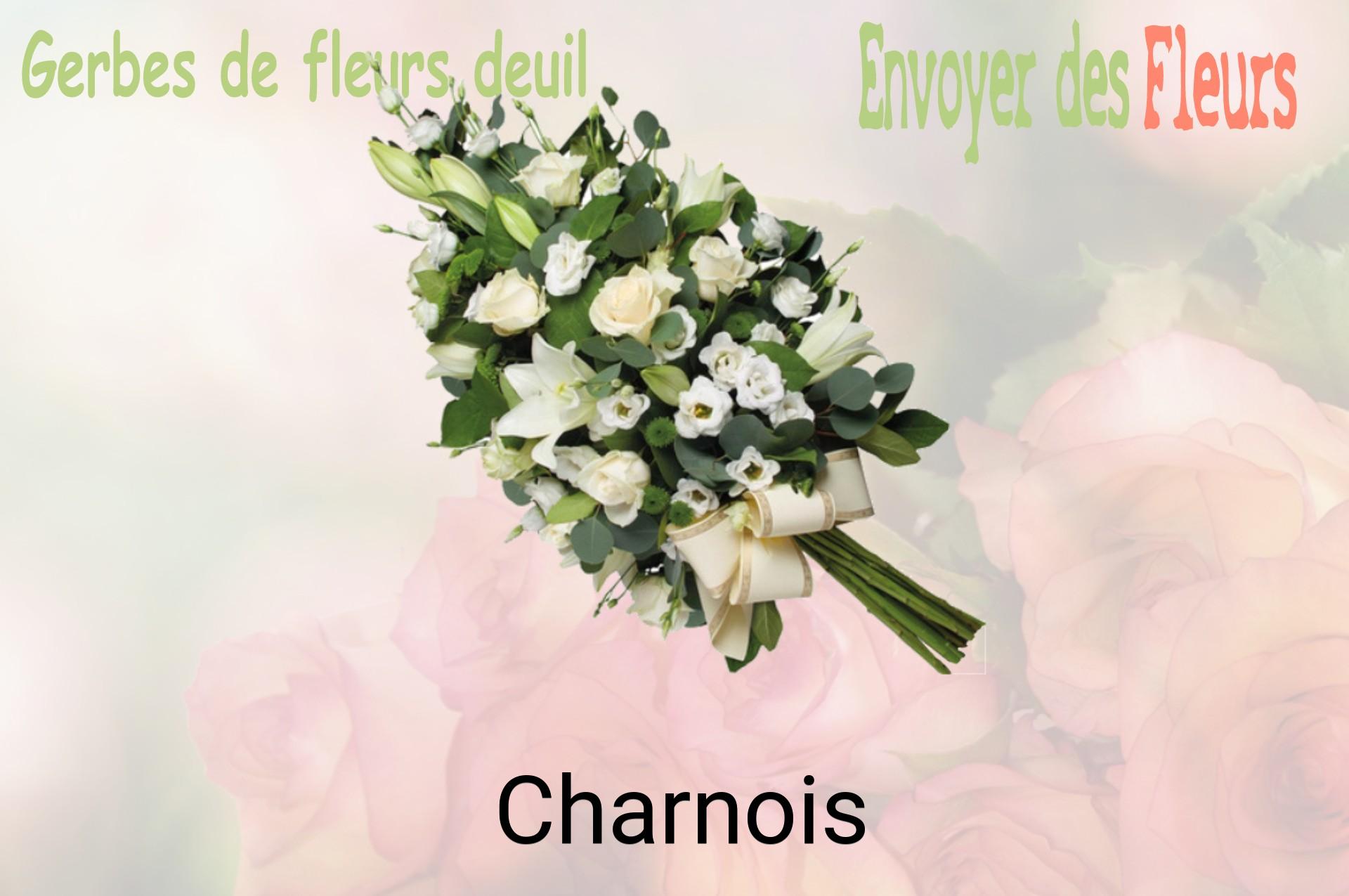 Gerbe de fleurs de deuil livrée à Charnois